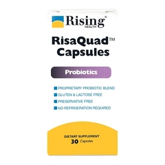Rising Pharmaceuticals Probiotic Dietary Supplement RisaQuad™ Capsule, 30 per Bottle