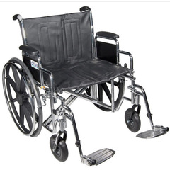 Drive Medical Bariatric Wheelchair Sentra EC Heavy Duty Dual Axle Full Length Arm Elevating Legrest Black Upholstery 20 Inch Seat Width Adult 450 lbs. Weight Capacity, 1/EA
