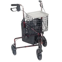Drive Medical 3 Wheel Rollator Deluxe Flame Red Adjustable Height / Folding Aluminum Frame, 1/EA