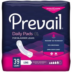 First Quality Prevail&reg; Bladder Control Pads - Maximum Long - Jumbo Pack, 39 EA/PK