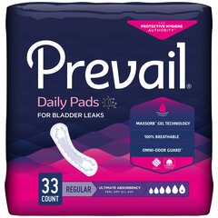 First Quality Prevail&reg; Bladder Control Pad, Daily Pads, Ultimate, 16