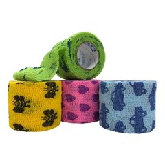 Patterson Medical Cohesive Bandage CoFlex 2 Inch X 5 Yard 14 lbs. Tensile Strength Self-adherent Closure Kid Design (Assorted Print) NonSterile, 36/BX