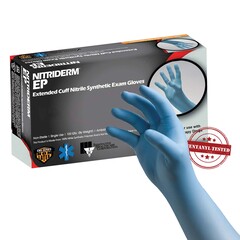 Innovative Healthcare Corporation Exam Glove NitriDerm&reg; EP 2X-Large NonSterile Nitrile Extended Cuff Length Fully Textured Blue Chemo Tested / Fentanyl Tested, 1000/CS