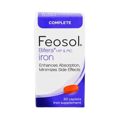 Meda Consumer Healthcare Mineral Supplement Feosol Bifera Hip  PIC Iron / PIC / HIP 28 mg - 22 mg - 6 mg Strength Caplet 30 per Bottle, 1/BO