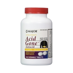 Major Pharmaceuticals Antacid Acid Gone 160 mg / 105 mg Strength Tablet 100 per Bottle (1261346)