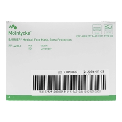 Molnlycke Healthcare Surgical Mask Barrier&reg; Extra Protection Anti-fog Pleated Tie Closure One Size Fits Most Lavender NonSterile Not Rated Adult, 500/CS