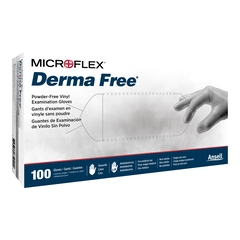 Microflex Medical Exam Glove Derma Free Medium NonSterile Vinyl Standard Cuff Length Smooth Clear Not Chemo Approved, 1000/CS