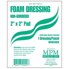 MPM Medical Foam Dressing MPM 2 X 2 Inch Square Non-Adhesive without Border Sterile
