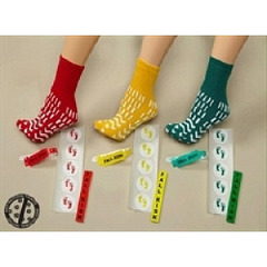 Alba Healthcare Fall Management Slipper Socks Confetti Treads Large Yellow Above the Ankle, 48 EA/CS