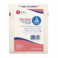 Dynarex Transparent Film Dressing View Guard Rectangle 6 X 8 Inch 2 Tab Delivery Without Label Sterile