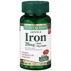 US Nutrition Iron Supplement Nature's Bounty 60 mg / 28 mg / 400 mcg Strength Capsule 90 per Bottle