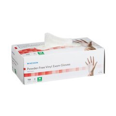 McKesson Exam Glove NonSterile Clear Powder Free Vinyl Ambidextrous Smooth Not Chemo Approved Medium, 150/BX