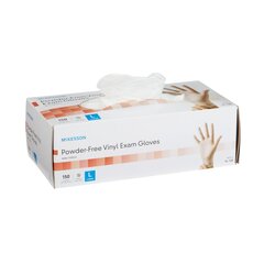 McKesson NonSterile Vinyl Exam Gloves, Large, Standard Cuff Length, Smooth, Clear, Not Chemo Approved, 150/BX