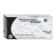 Innovative Healthcare Corporation Exam Glove NitriDerm Ultra White Large NonSterile Nitrile Standard Cuff Length Fully Textured White Not Chemo Approved, 100 EA/BX