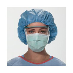 Halyard Surgical Mask FluidShield Anti-fog Foam Pleated Tie Closure One Size Fits Most Green NonSterile ASTM Level 1 Adult, 300/CS