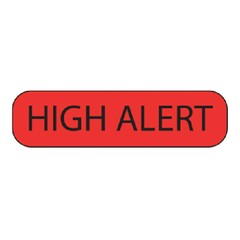 PDC Healthcare Pre-Printed Label MedVision&reg; Warning Label Red Paper High Alert Black Alert Label 3/8 X 1-7/16 Inch