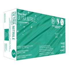 Sempermed USA Exam Glove StarMed&reg; Ultra NonSterile Blue Powder Free Nitrile Ambidextrous Textured Fingertips Not Chemo Approved Small, 250/BX, 10BX/CS