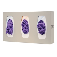 Bowman Dispensers Glove Box Holder, Triple with Dividers, Horizontal or Vertical Mount, 3-Box Quartz ,4-1/4 X 10-1/8 X 17-1/8 Inch, Plastic
