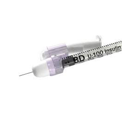 MON982722BX - BD - Insulin Syringe with Needle SafetyGlide 1 mL 31 Gauge 15/64 Inch Attached Needle Sliding Safety Needle, 100EA/BX