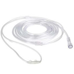 Roscoe Medical Curved Soft Nasal Connula with Tubing Adult Curved Prong / NonFlared Tip 7 Foot O2 Line