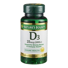 US Nutrition Nature's Bounty&reg; Vitamin D Supplement, 1000 IU Strength Softgel, 100 per Bottle
