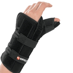 Breg Wrist Brace with Thumb Spica Apollo Universal Aluminum / Foam Left Hand Black One Size Fits Most, 1/EA