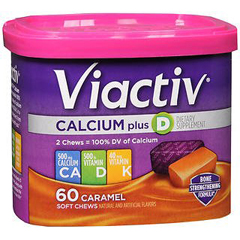 Emerson Healthcare Joint Health Supplement Viactiv&reg; Calcium / Vitamin D / Vitamin K 500 IU - 500 mg - 40 mg Strength Chewable Tablet 60 per Box Caramel Flavor