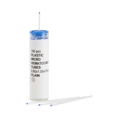 McKesson Capillary Blood Collection Tube Micro-hematocrit Plain 75 mm Length 40 &micro;L Blue Stripe Without Closure Plastic Tube, 10/BX