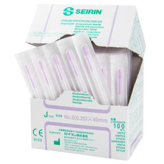 Lhasa OMS Acupuncture Needle Seirin 5 Gauge Japanese / 32 Gauge Chinese 40 mm J-Type, 100/BX