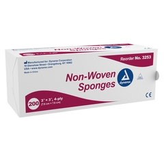 Dynarex Nonwoven Sponge Nonwoven 4-Ply 3 X 3 Inch Square NonSterile, 200/BX
