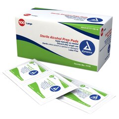 Dynarex Alcohol Prep Pad 70% isopropyl alcohol Large Sterile, 1000 EA/CS