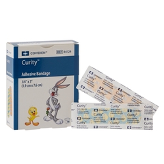 Cardinal Health Adhesive Strip Curity 3/4 X 3 Inch Plastic Rectangle Kid Design (Assorted Looney Tunes) Sterile, 24/CS