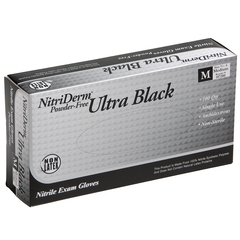 Innovative Healthcare Corporation Exam Glove NitriDerm Ultra Black Medium NonSterile Nitrile Standard Cuff Length Textured Fingertips Black Chemo Tested, 100 EA/BX