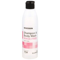 McKesson No Rinse Shampoo & Body Wash, 8 oz., Light Floral, Squeeze Bottle, 48/CS