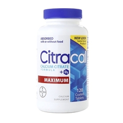 Bayer Citracal&reg; Max Calcium with Vitamin D Supplement, 120 Caplets per Bottle