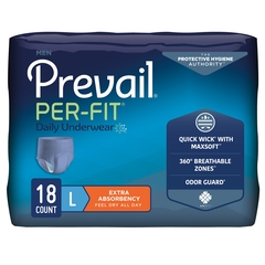 First Quality Adult Absorbent Underwear Prevail&reg; Per-Fit&reg; Men Pull On Large Disposable Moderate Absorbency, 18/BG, 4BG/CS