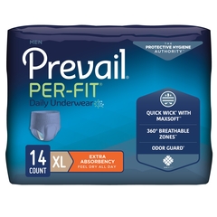 First Quality Adult Absorbent Underwear Prevail&reg; Per-Fit&reg; Men Pull On X-Large Disposable Moderate Absorbency, 14/BG, 4BG/CS