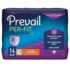 First Quality Adult Absorbent Underwear Prevail&reg; Per-Fit&reg; Women Pull On X-Large Disposable Moderate Absorbency, 14/BG
