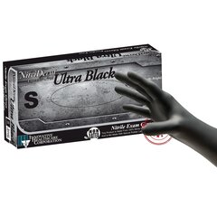 Innovative Healthcare Corporation Exam Glove NitriDerm&reg; Ultra Black Small NonSterile Nitrile Standard Cuff Length Textured Fingertips Black Chemo Tested / Fentanyl Tested, 100/BX