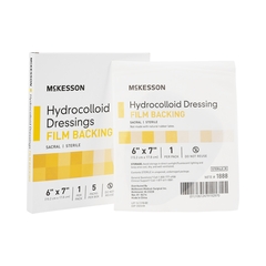 MON882993CS - McKesson - 6 x 7 Sterile Sacral Sterile Hydrocolloid Dressing with Film Backing, 80EA/CS