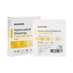 MON882995CS - McKesson - 4 x 4 Sterile Square Hydrocolloid Dressing with Foam Backing