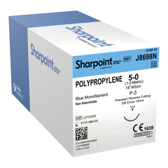 Surgical Specialties Nonabsorbable Suture with Needle Surgical Specialties™ Polypropylene 3/8 Circle Precision Reverse Cutting Needle Size 5 - 0 Monofilament