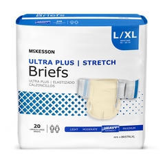 McKesson Ultra Plus Stretch Heavy Absorbency Briefs, Large / X-Large, 80/CS