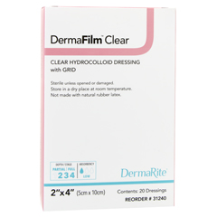 MON1095134BX - DermaRite - DermaFilm® Hydrocolloid Wound Dressing, X-Thin Clear with Grid 2x4