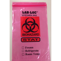 Elkay Plastics Specimen Transport Bag with Document Pouch Seal-N-Rip 6 X 9 Inch Zip Closure STAT / Biohazard Symbol / Storage Instructions NonSterile, 1000/CS