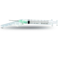 Terumo Medical Safety Tuberculin Syringe with Needle SurGuard&reg; 1 mL 5/8 Inch 25 Gauge Hinged Safety Needle Ultra Thin Wall