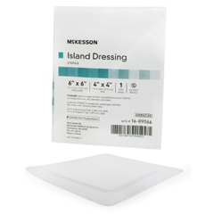 MON491827EA - McKesson - Adhesive Island Dressing 6 x 6 Polypropylene / Rayon Square 4 x 4 Pad White Sterile