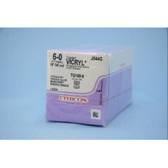 J & J Healthcare Systems suture with needle Coated Vicryl Absorbable Coated Violet Suture Braided Polyglactin 910 Size 6-0 18 Inch Suture Double-Armed Size 6 - 0 1/4 Circle Spatula Needle, 12/DZ, 1DZ/BX