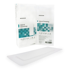 MON488925CS - McKesson - Adhesive Island Dressing 4 x 10 Polypropylene / Rayon Rectangle 2 x 8 Pad White Sterile