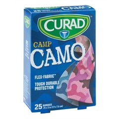 SmileMakers Adhesive Strip Curad&reg; 3/4 X 3 Inch Fabric Rectangle Kid Design (Blue / Pink Camo) Sterile